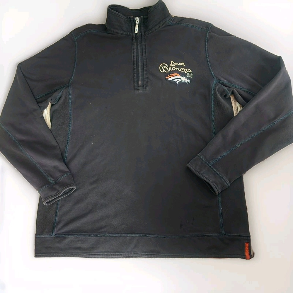 Denver Broncos Tommy Bahama Sweatshirt Men's Large Shirt Pullover 1/4 Zip Blue L